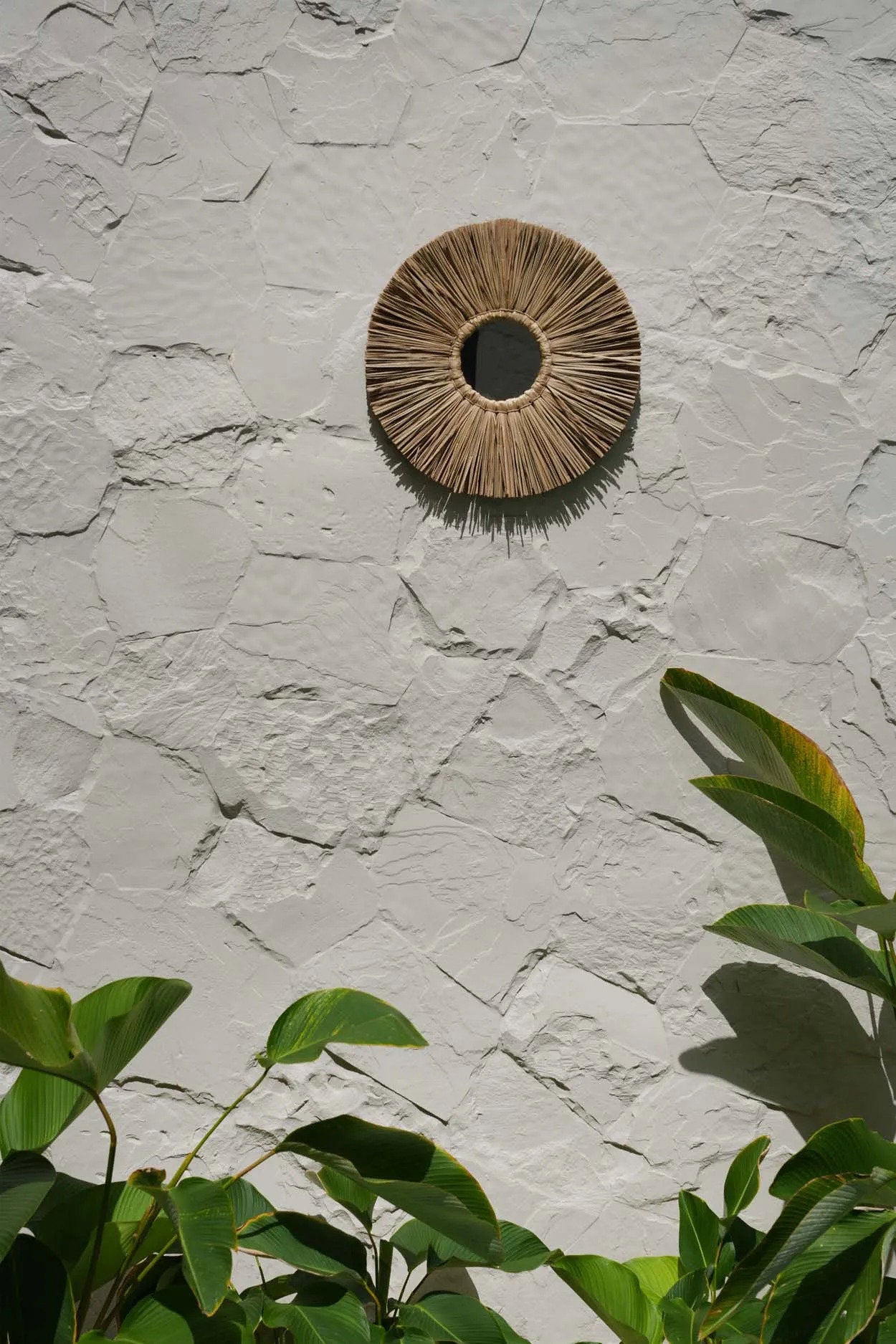 Alang Alang - Miroir mural rond- Naturel - S