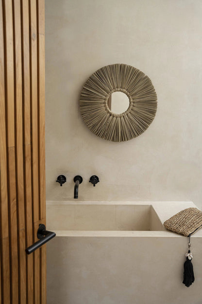Alang Alang - Miroir mural rond- Naturel - S