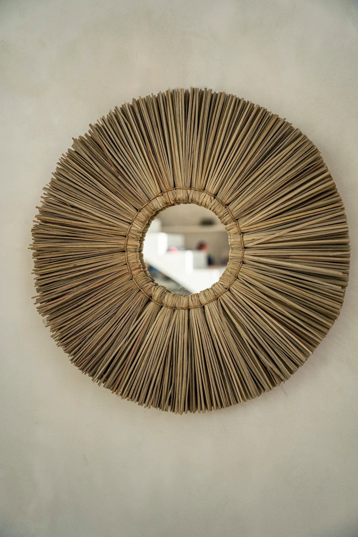 Alang Alang - Miroir mural rond- Naturel - S