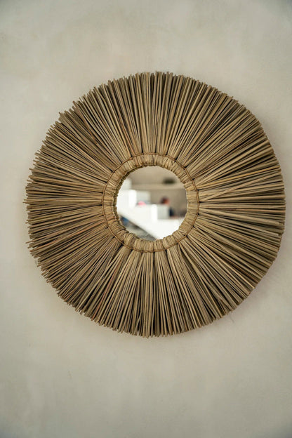 Alang Alang - Miroir mural rond- Naturel - S