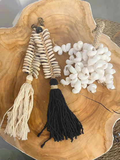 Le porte-clés en arête de poisson en macramé - Noir