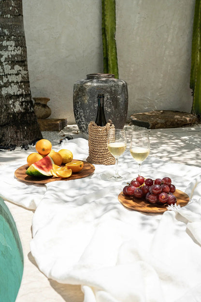 L'assiette ronde en racine de teck - M