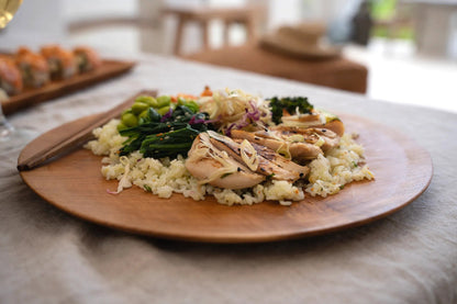 L'assiette ronde en racine de teck - M