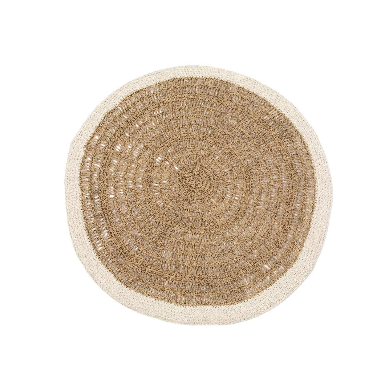 Le Tapis Rond en Jonc de Mer et Coton - Blanc Naturel - 100