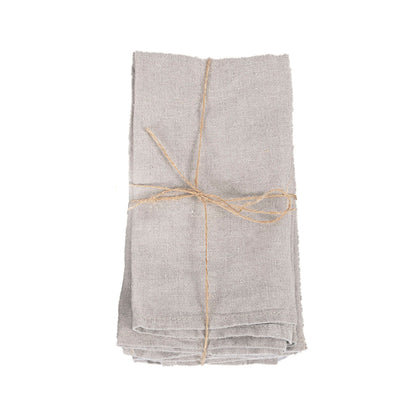 Serviette en Lin - Beige - Lot de 4
