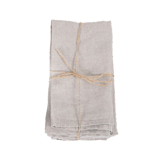 Serviette en Lin - Beige - Lot de 4