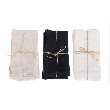Serviette en Lin - Beige - Lot de 4