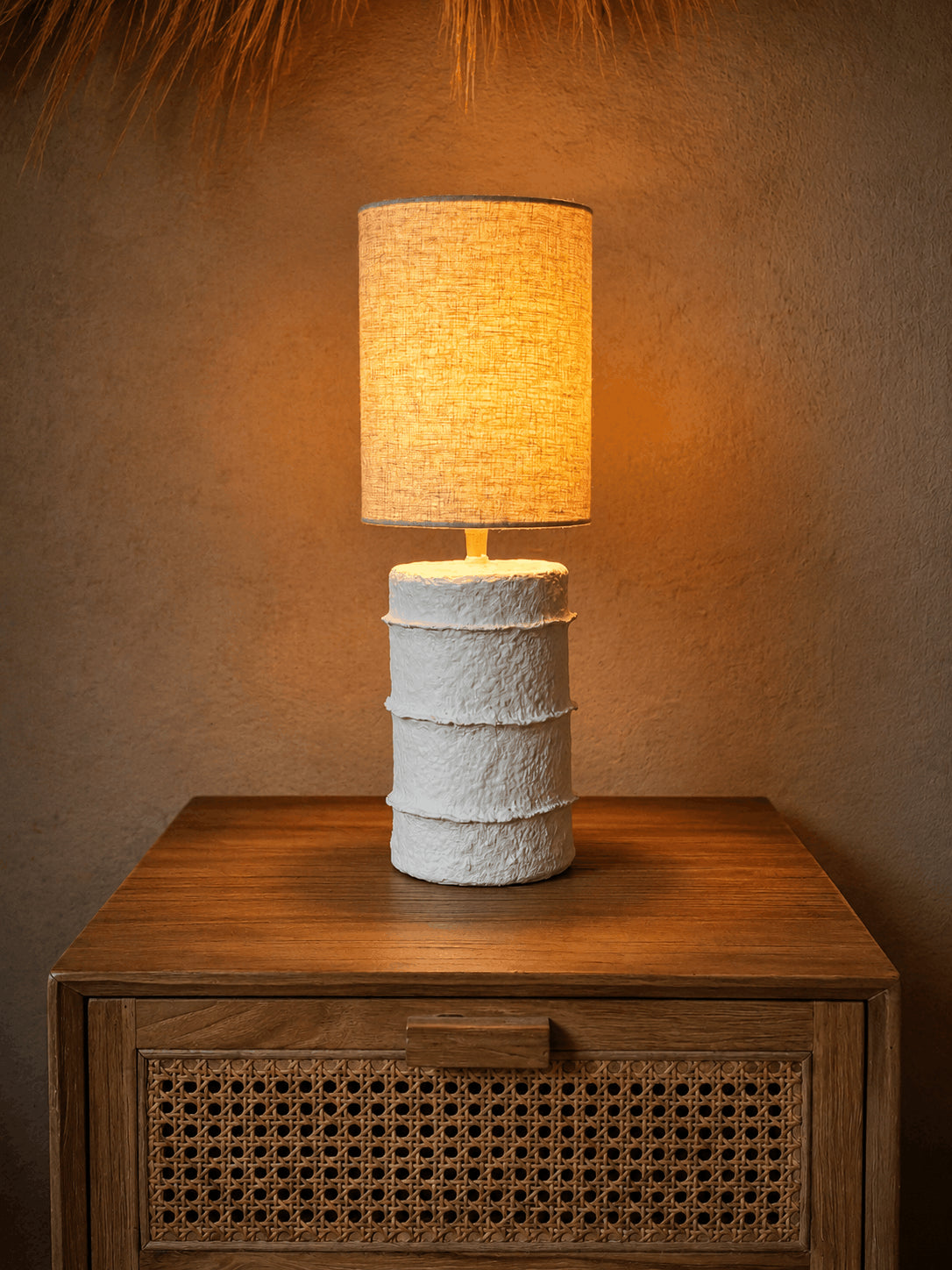 Lampe de table Contour en papier mâché blanc – Taille S