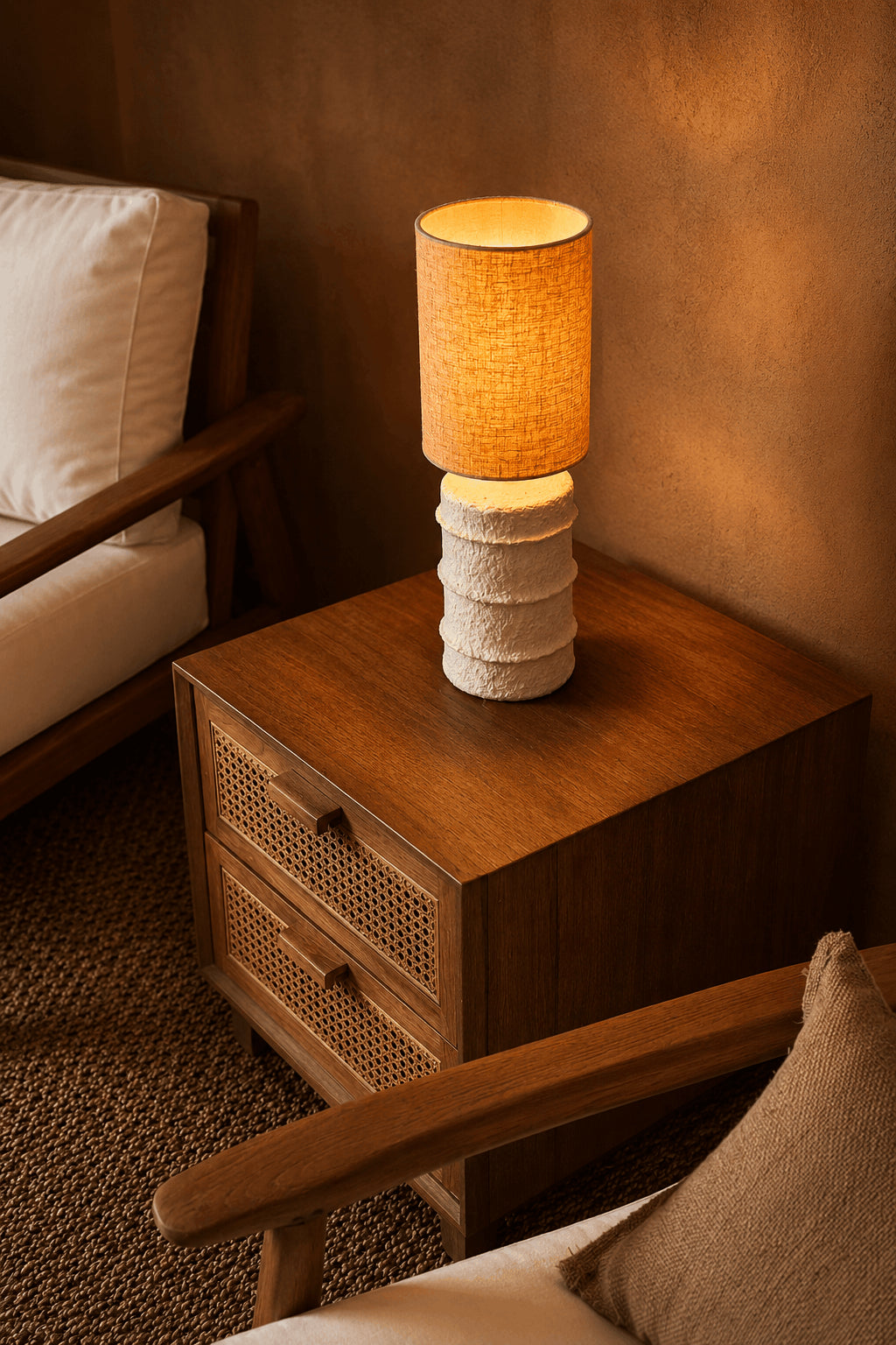 Lampe de table Contour en papier mâché blanc – Taille S