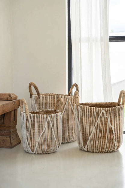 Le Panier Straight Stitched Makramee - Naturel Blanc - S