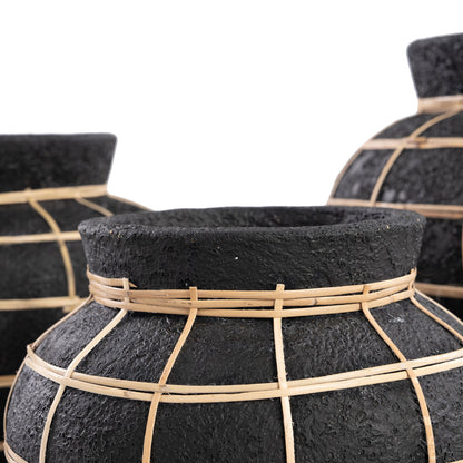 Vase Belly noir naturel en terre cuite – L