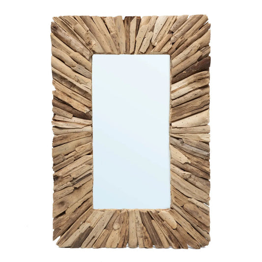 Driftwood Framed- Miroir mural rectangulaire en bois flotté naturel – Taille M