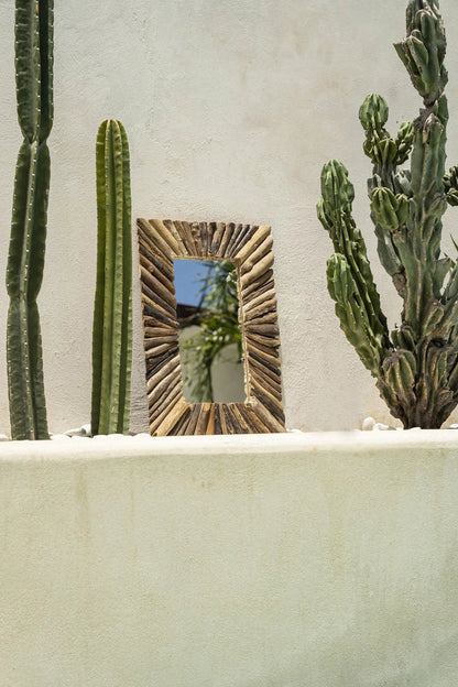 Driftwood Framed- Miroir mural rectangulaire en bois flotté naturel – Taille M