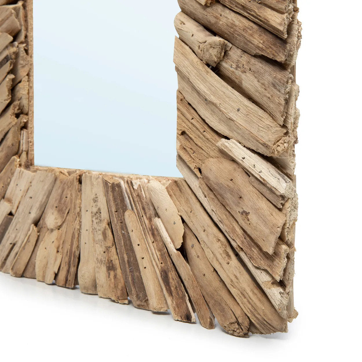 Driftwood Framed- Miroir mural rectangulaire en bois flotté naturel – Taille M