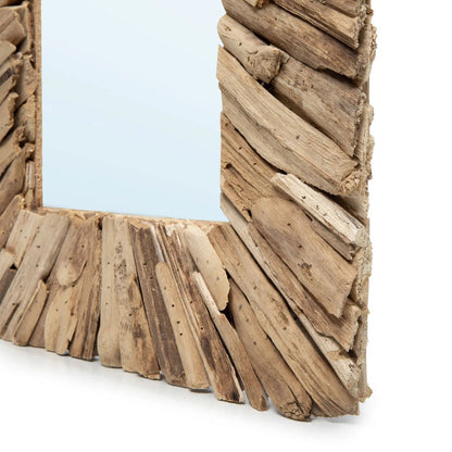 Driftwood Framed- Miroir mural rectangulaire en bois flotté naturel – Taille M