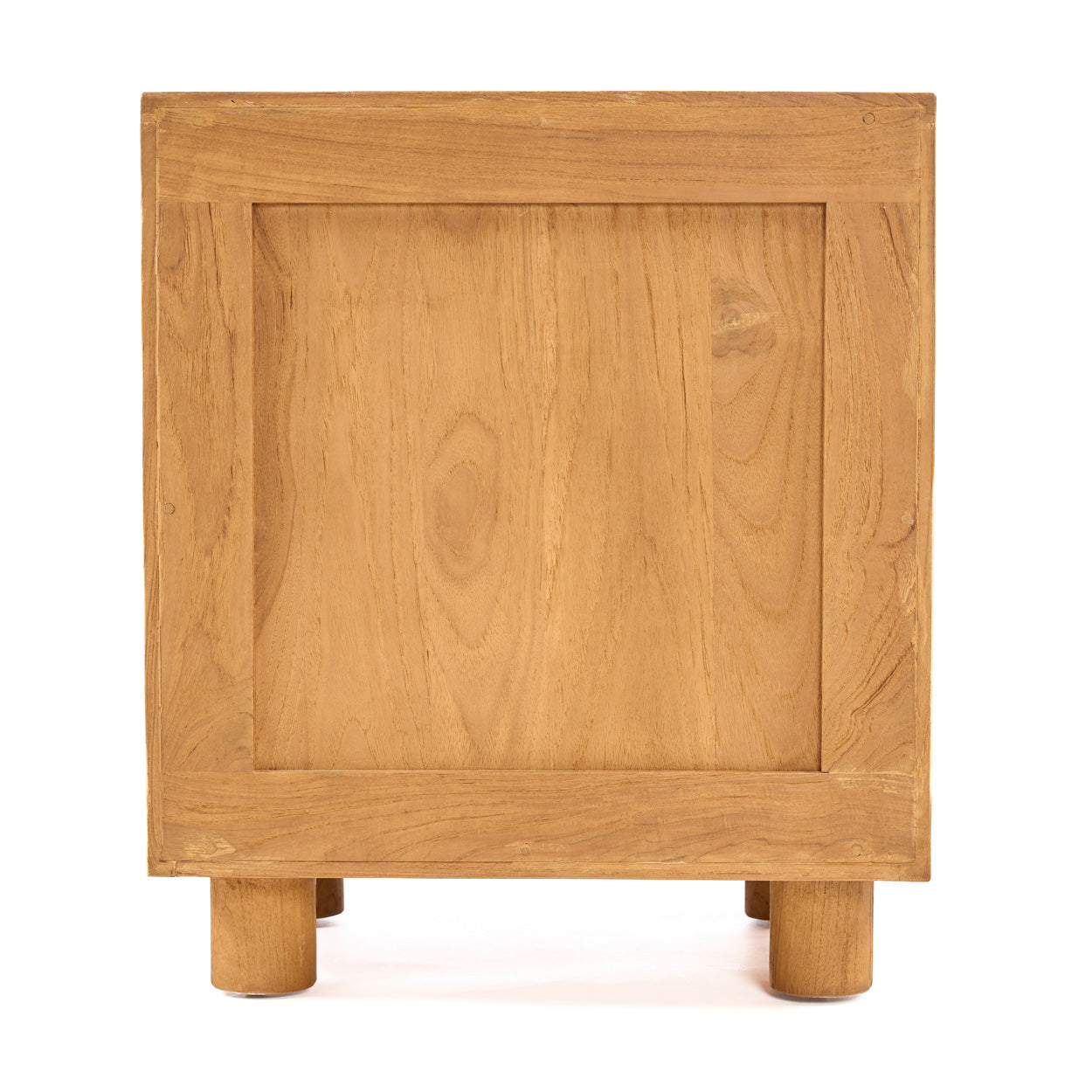 Table de chevet Eclipse en teck massif naturel – 2 tiroirs