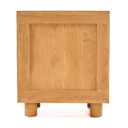 Table de chevet Eclipse en teck massif naturel – 2 tiroirs