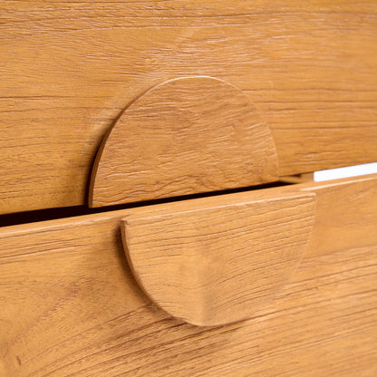 Table de chevet Eclipse en teck massif naturel – 2 tiroirs