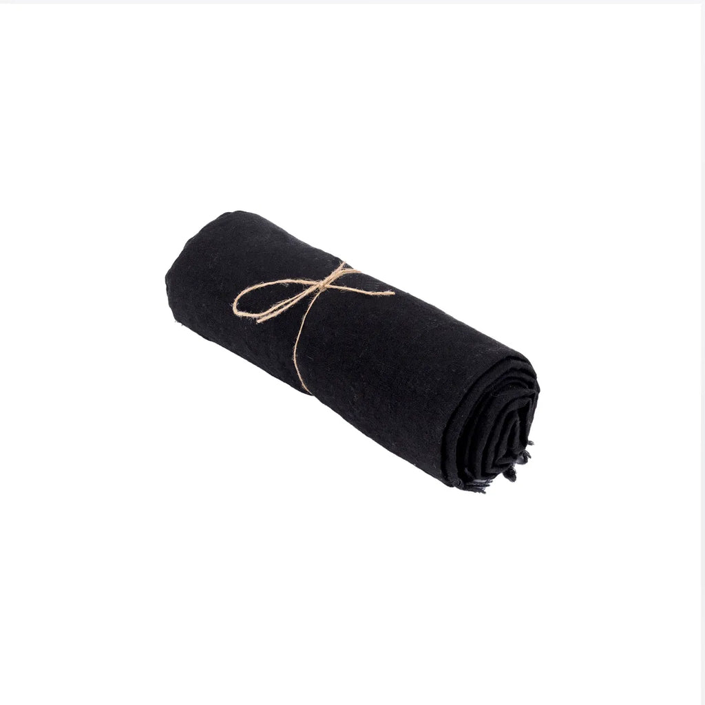 La Nappe en Lin - Noir -180x300
