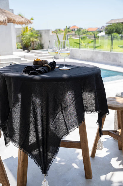 La Nappe en Lin - Noir -180x300