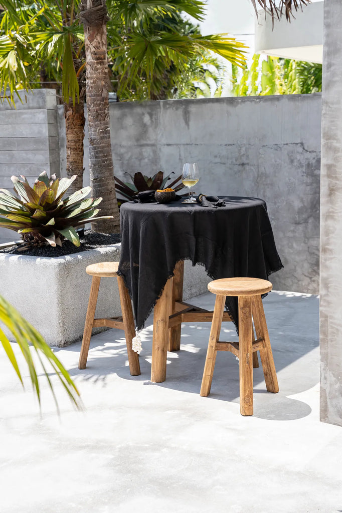 La Nappe en Lin - Noir -180x300