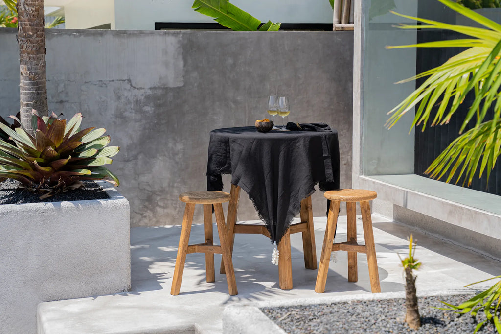 La Nappe en Lin - Noir -180x300