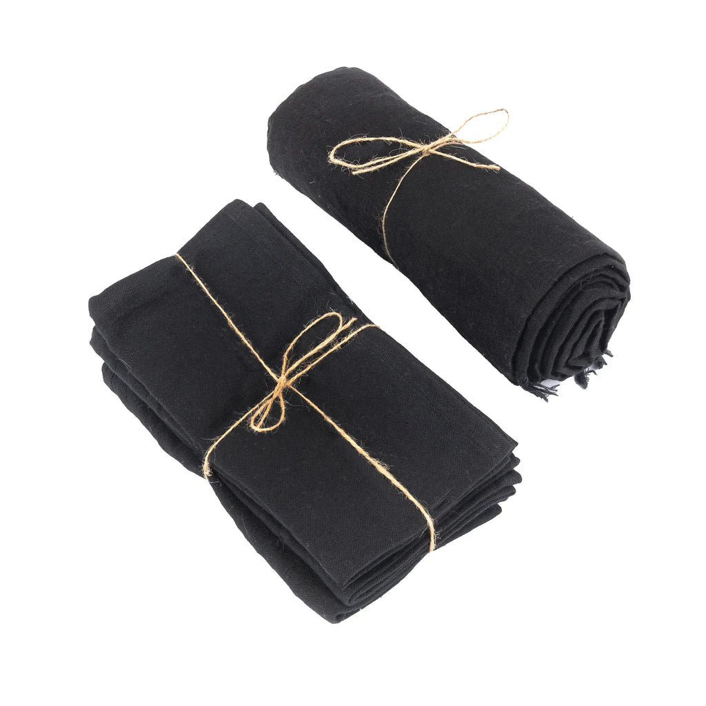 La Nappe en Lin - Noir -180x300