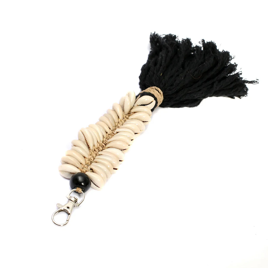 Le porte-clés en arête de poisson en macramé - Noir