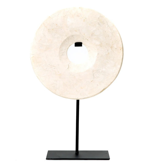 Statue Le Disque de Marbre sur Support - Blanc - L