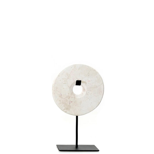 Statue Le Disque de Marbre sur Support - Blanc - S