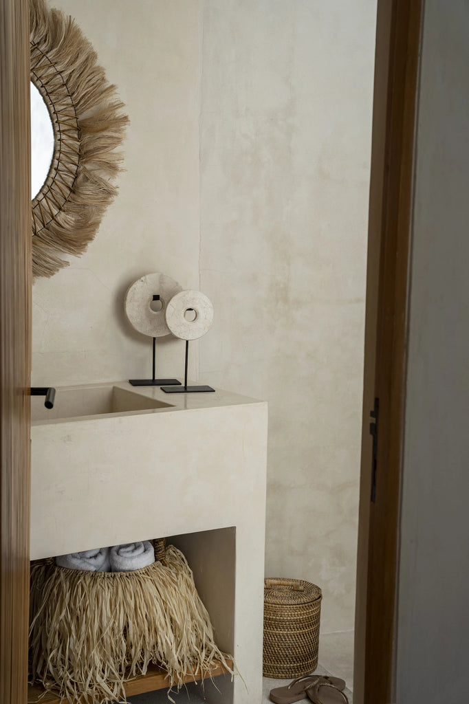 Statue Le Disque de Marbre sur Support - Blanc - S