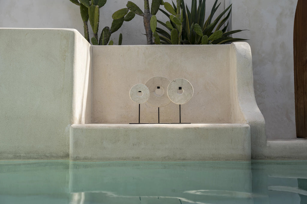 Statue Le Disque de Marbre sur Support - Blanc - S