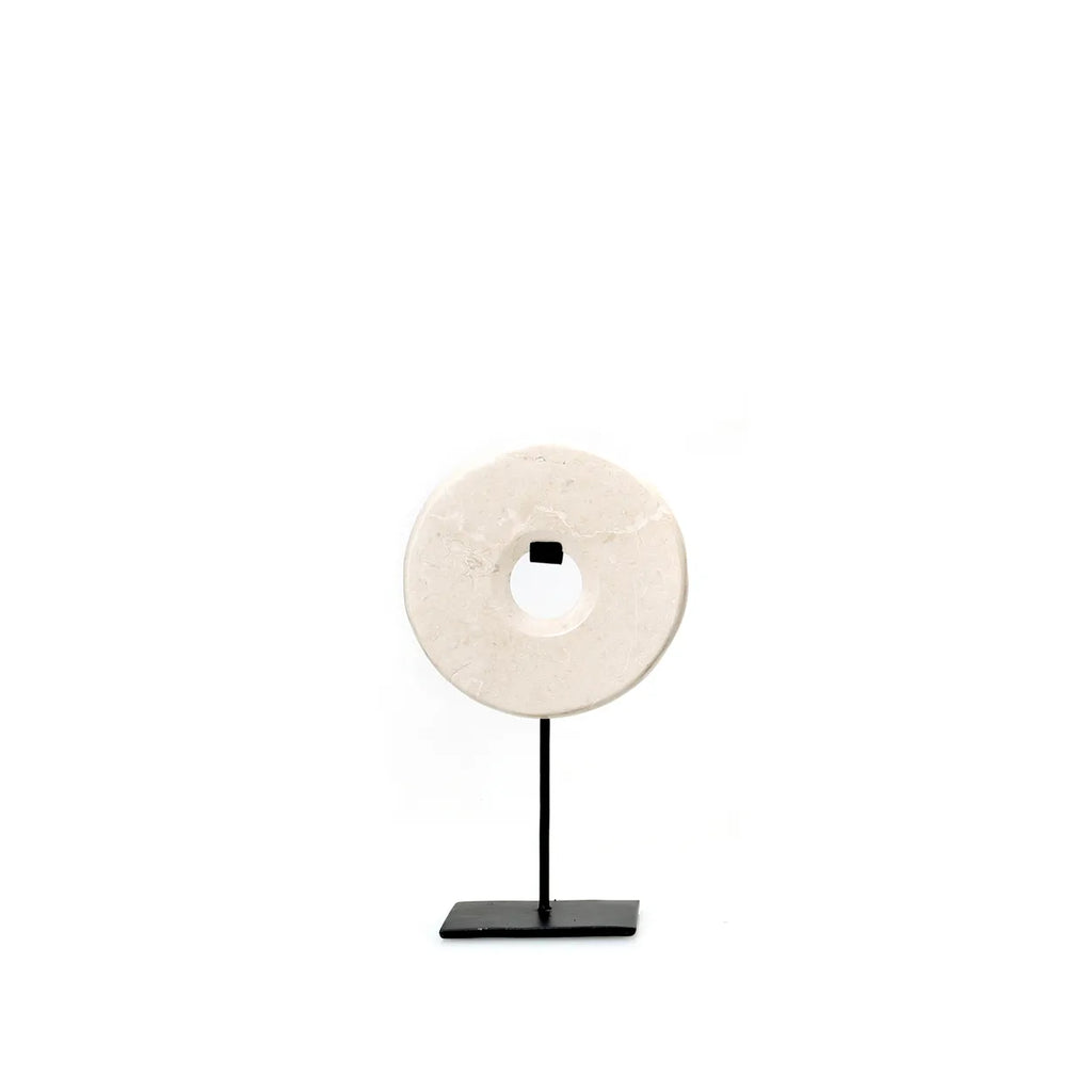 Statue Le Disque de Marbre sur Support - Blanc - S