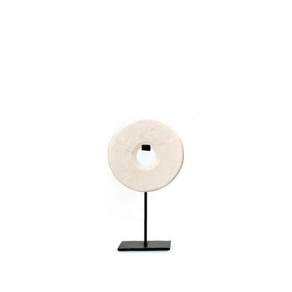 Statue Le Disque de Marbre sur Support - Blanc - S