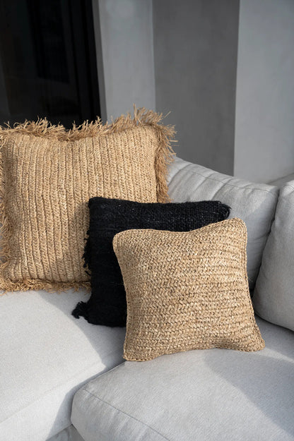 La Housse de Coussin Raffia Flores - Naturel - 40x40