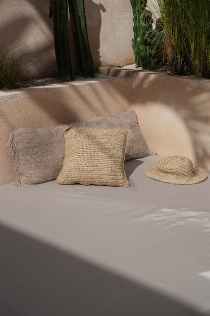 La Housse de Coussin Raffia Flores - Naturel - 40x40