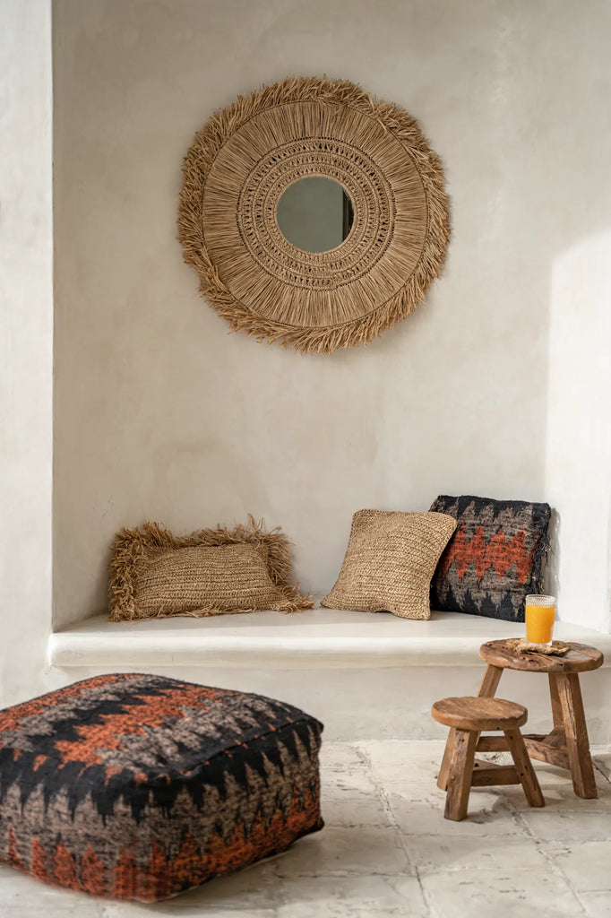 La Housse de Coussin Raffia Flores - Naturel - 40x40