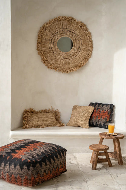 La Housse de Coussin Raffia Flores - Naturel - 40x40