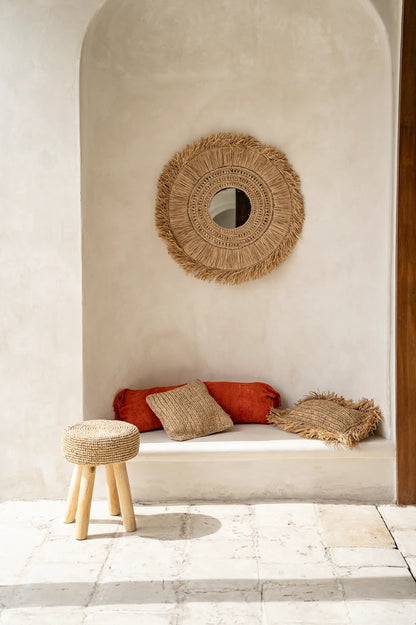La Housse de Coussin Raffia Flores - Naturel - 40x40