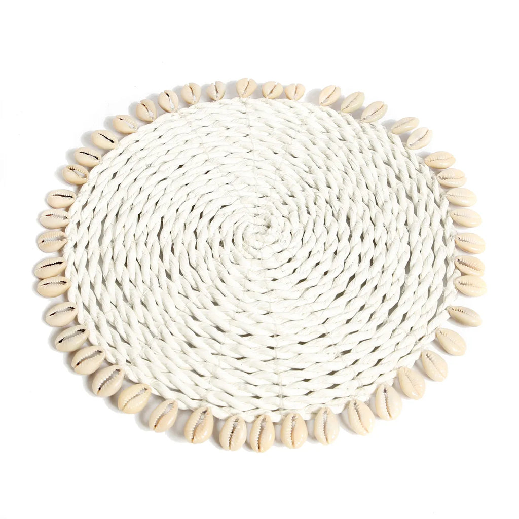 Le Sous-Verre  en coquillages en jonc de mer - Blanc