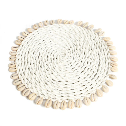 Le Sous-Verre  en coquillages en jonc de mer - Blanc