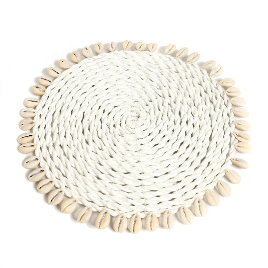 Le Sous-Verre  en coquillages en jonc de mer - Blanc