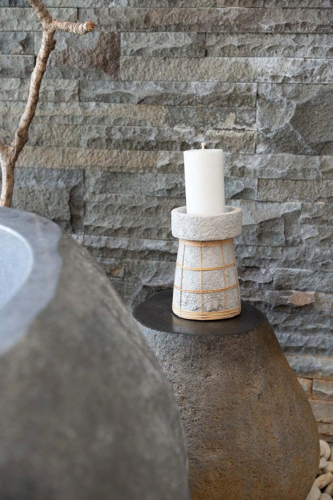 Le Bougeoir Serene  - Gris Béton Naturel - L