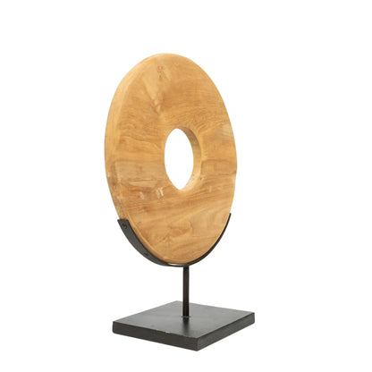 Statue Le Disque en Teck sur Pied - M
