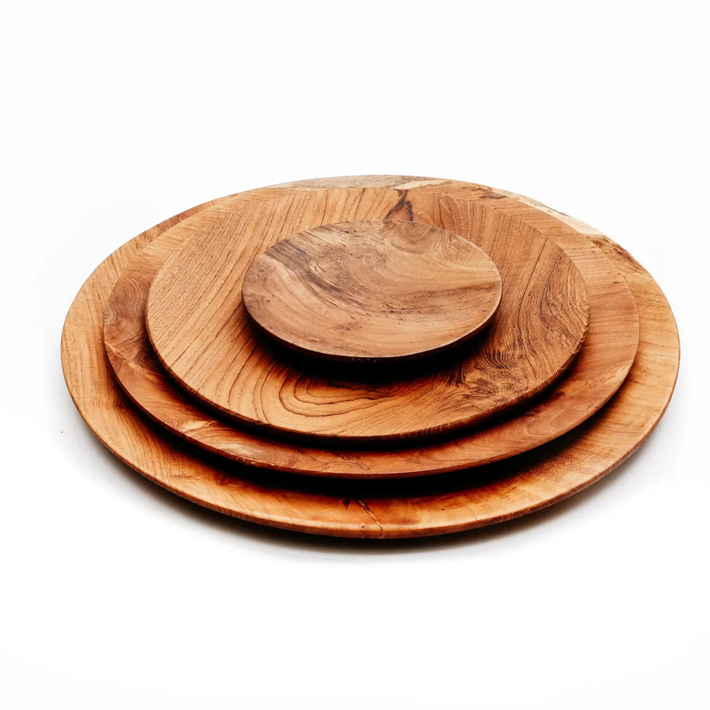 L'assiette ronde en racine de teck - L