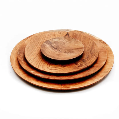 L'assiette ronde en racine de teck - L