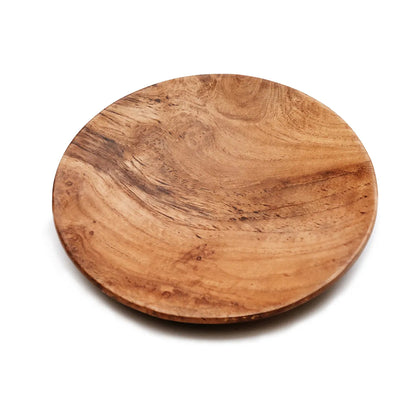 L'assiette ronde en racine de teck - M