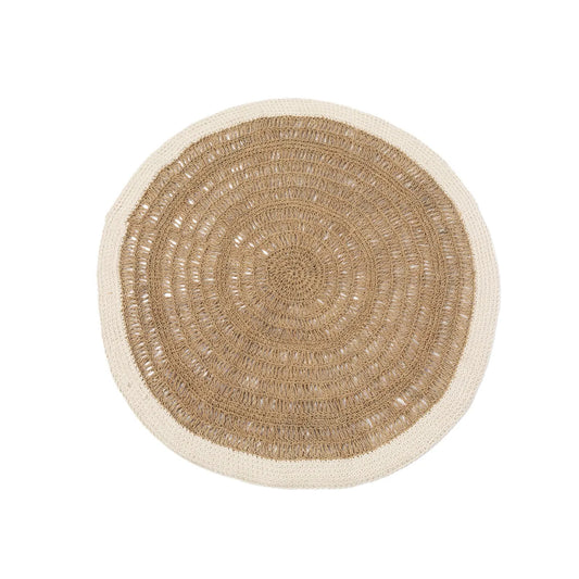 Le Tapis Rond en Jonc de Mer et Coton - Blanc Naturel - 100