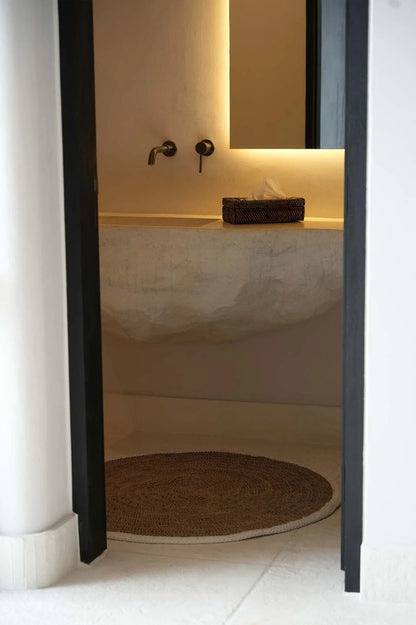 Le Tapis Rond en Jonc de Mer et Coton - Blanc Naturel - 100