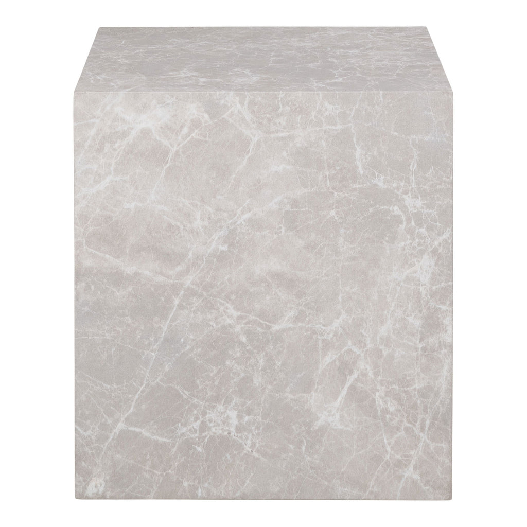 Prague - Table d'appoint, aspect marbre, beige 40x40x45 cm